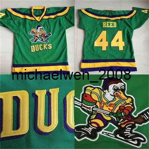 Weng #44 Fulton Reed Jersey, 1996-06 Mighty Film Jersey Erkekler% 100 Dikişli Nakış Buz Hokey Formaları Yeşil S-3XL