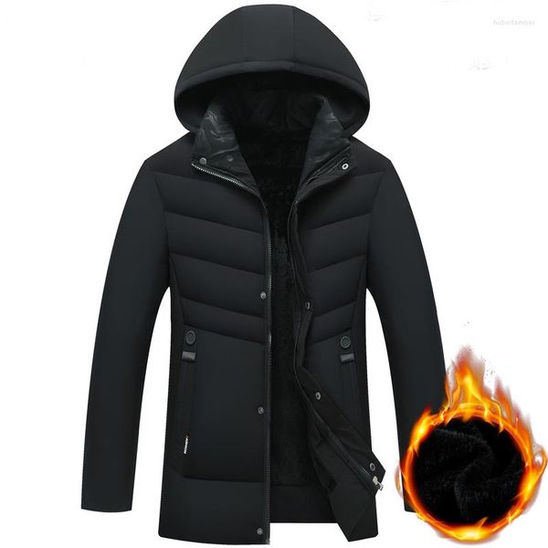 Herren Daunen Herren Winter Parkas Jacken Herren Mode Lässig Schlank Dickes Fleece Warme Jacke Und Mäntel Lange Kapuzenmäntel