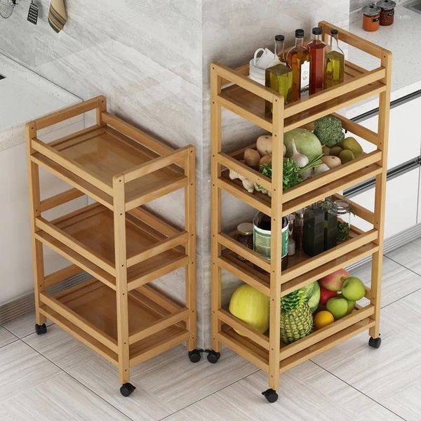 Scaffale da cucina Scaffali in bambù multistrato Scaffale per forno a microonde Carrello moderno e semplice per verdure