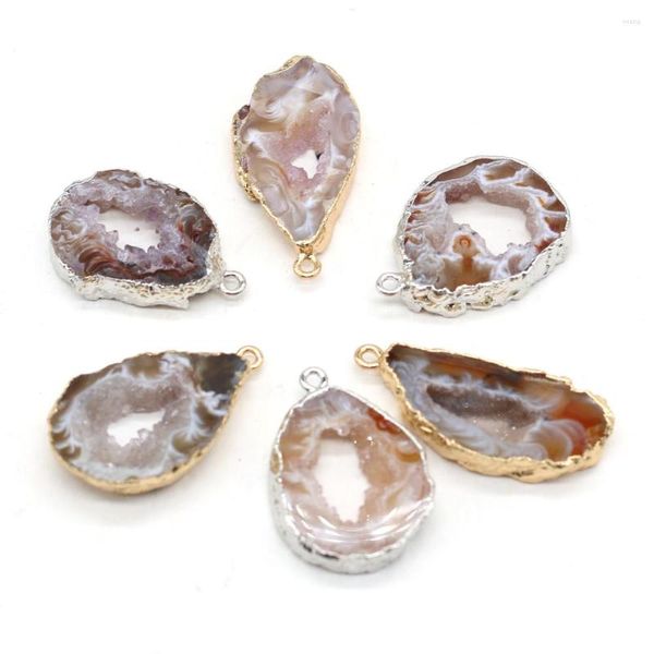 Colares pendentes moda pingentes de pingentes druzosos de ouro pequenas ágatas quartzes para jóias que produzem brincos de colar de jóias