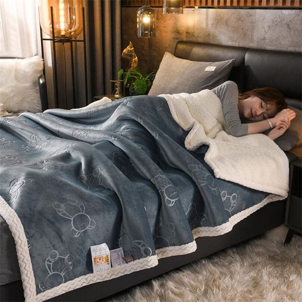 Battaniyeler Gerçekten Sıcak Kış Yorgan Kalın Mink Battaniyesi Yataklar için Polar Casmere Tırtı Yatağı