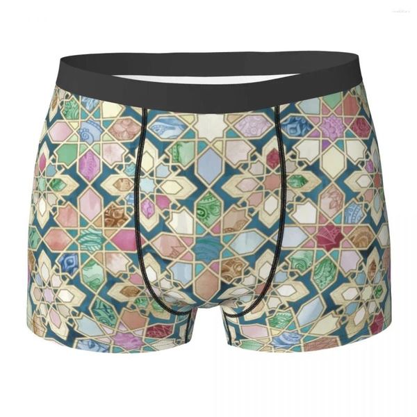 Cuecas boxer marroquino mosaico telhas calcinha homens confortável roupa interior shorts para homme homem namorado presente