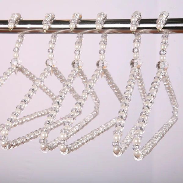 Appendiabiti 14MM Perline di cristallo Perle acriliche Appendiabiti a triangolo Appendiabiti curvo per abito da sposa
