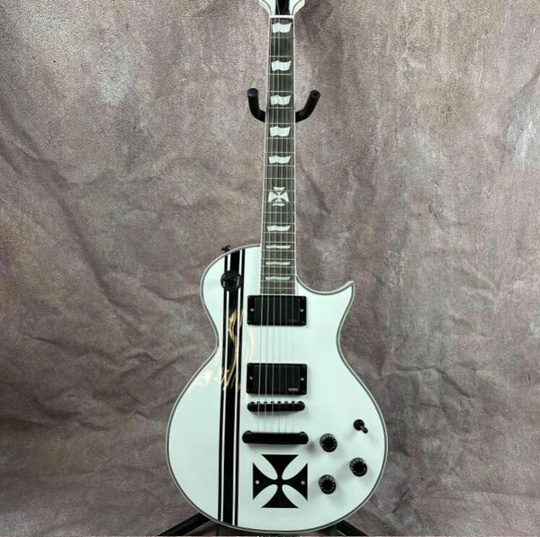 James Hetfield Chitarra elettrica di colore bianco Tastiera in palissandro Corpo solido Guitarra fatta a mano