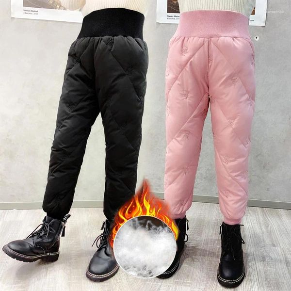 Pantaloni invernali per bambini in piumino di cotone pantaloni imbottiti per neonate a vita alta pantaloni da sci solidi antivento pantaloni caldi per bambini pantaloni da neve leggings per adolescenti