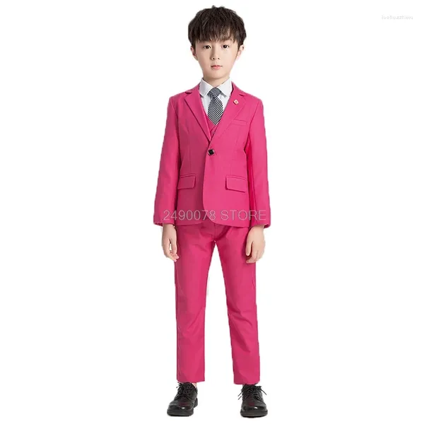 Set di abbigliamento Design Flower Boys Abito da sposa 3 pezzi Costume natalizio per feste Set di pianoforte per spettacoli formali per bambini delicati