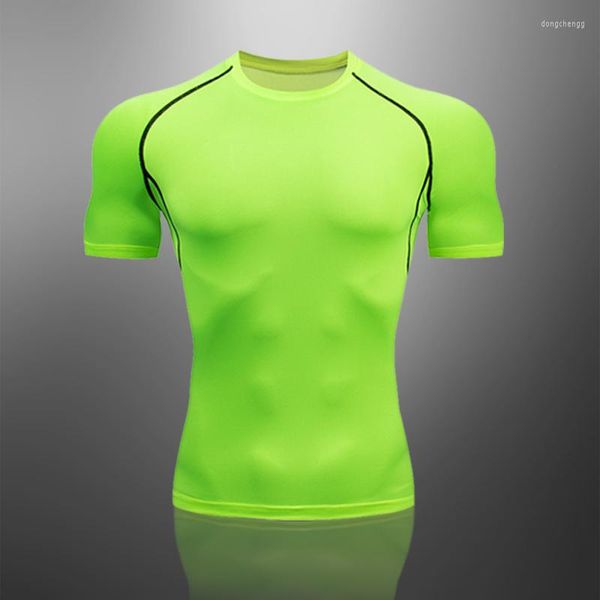 Herren-T-Shirts Herren-Sommer-Superweiches, fluoreszierendes grünes T-Shirt mit kurzen Ärmeln, schnell trocknendem, elastischem, lässigem Oberteil