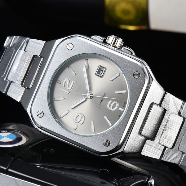 Bell Wrist Watches for Men 2023 Mens assiste três agulhas quartzo assistir Top Luxury Brand Steel Belt Men Fashion Europe Designers Relógios Montre de Luxe