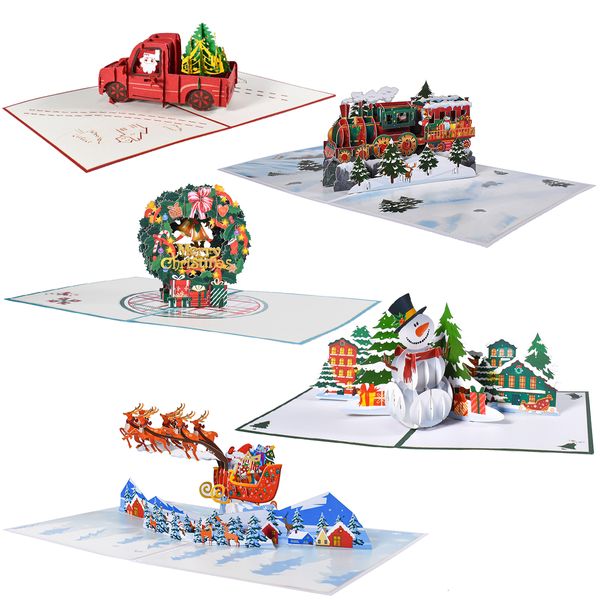 Grußkarten, 5er-Pack, gemischte Designs, Pop-up-Weihnachtsgeschenke, zum Weihnachtsgeschenk, 230411