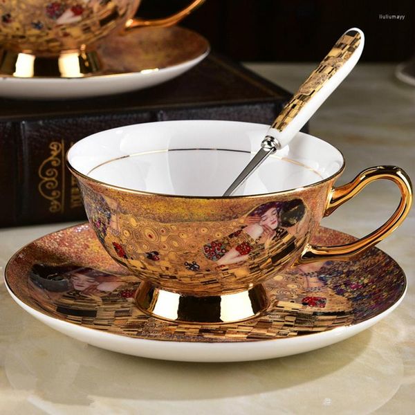 Xícaras de copo de copo de café da China Bone e prato abstrato abstrato Royal European Tea Off Set