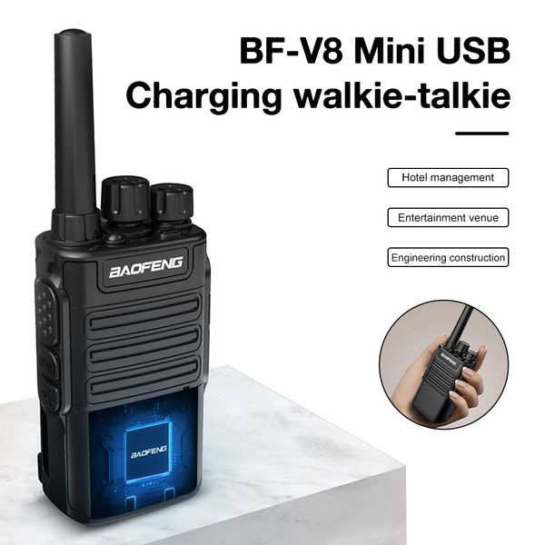 Другие спортивные товары Baofeng BFV8 Walkie Talkie 400470 МГц Портативная портативная двусторонняя радиолюбительская радиостанция CB Уличная охотничья UHF HF трансивер WalkieTalkies 231110