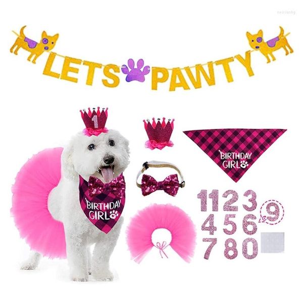 Dog Apparel Puppy Birthday Party Supplies com colar de chapéu de cachecol número