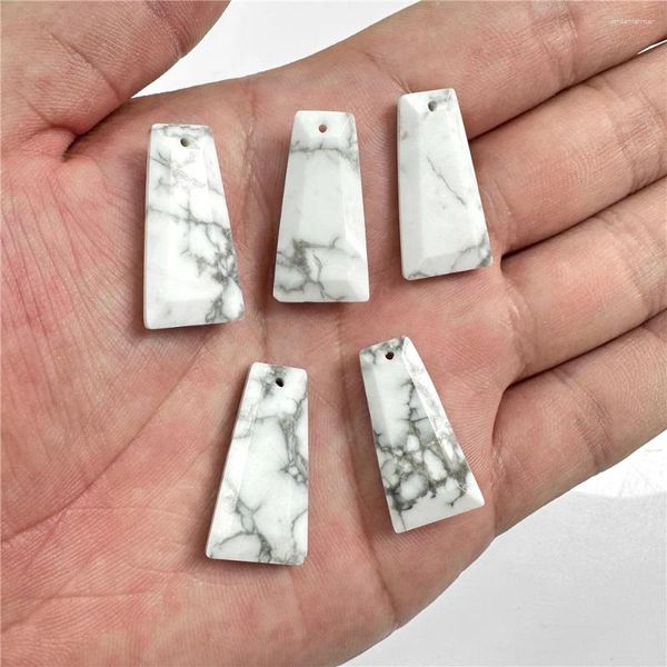 Pingente colares natural branco howlite pingentes cura pedra jasper trapezoidal charme jóias fazendo diy colar brincos acessórios