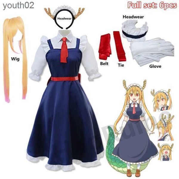 Costumi anime Dragon Maid Come Tohru Anime Dress Dragon Maid di Miss Kobayashi KannaKamui Cosplay Halloween arriva per le donne Parrucche ZLN231111