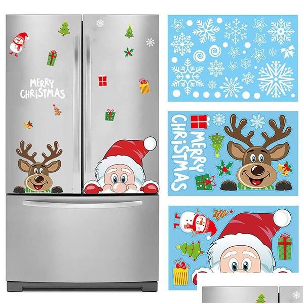 Adesivos de Parede Adesivos de Janela de Natal Papai Noel Elk Decorações Felizes para Casa Cristmas Ornamento Decoração Xmas Presentes Ano 220919 Dro Dhsap