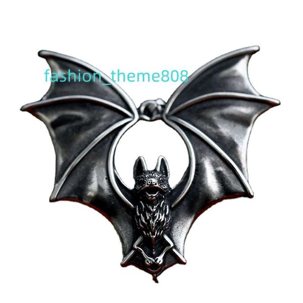 Dzdz072 novo design de aço inoxidável pingente de morcego colar detalhado punk biker animal joias presente de alta qualidade