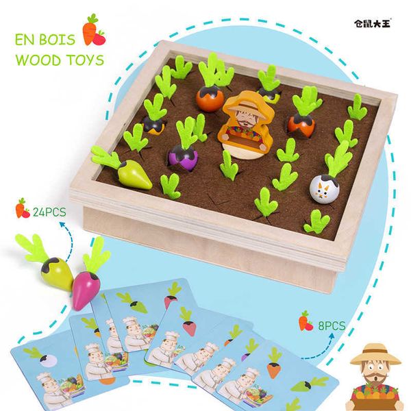 Giocattoli di legno per bambini illuminazione educazione precoce interesse educativo gioco di scacchi di memoria vegetale gioco da tavolo di ravanelli da fattoria