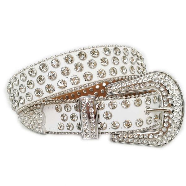 Cintura per bambini con strass bling in PU bianco alla moda per ragazzi Venditore di cinture in pelle per bambini con diamanti colorati tempestati di cristalli di lusso