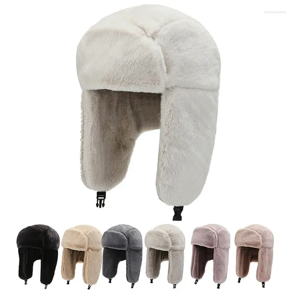 Berretti Thicke Peluche Cappello Bomber Uomo Donna Colbacco Russo Berretto da neve Paraorecchie Cofano Inverno Caldo Antivento Protezione per le orecchie Equitazione Sci