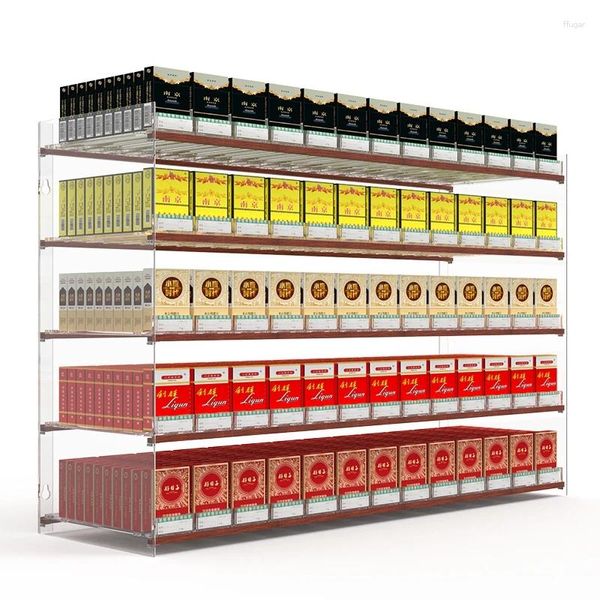 Sacos de armazenamento 10 pacotes automáticos de exibição de cigarro rack de suporte de bancada de alumínio supermercado armário de empurrador de fumaça