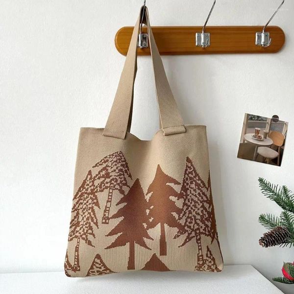 Abendtaschen, wiederverwendbar, Weihnachtsbaum, gestrickt, Handtasche, faltbar, Polyester, große Kapazität, Einkaufstasche