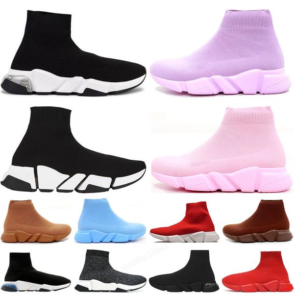 Designer meias sapatos homens mulheres graffiti branco preto vermelho bege rosa claro sola lace-up neon amarelo meias speed runner treinadores plataforma plana tênis casual 36-45