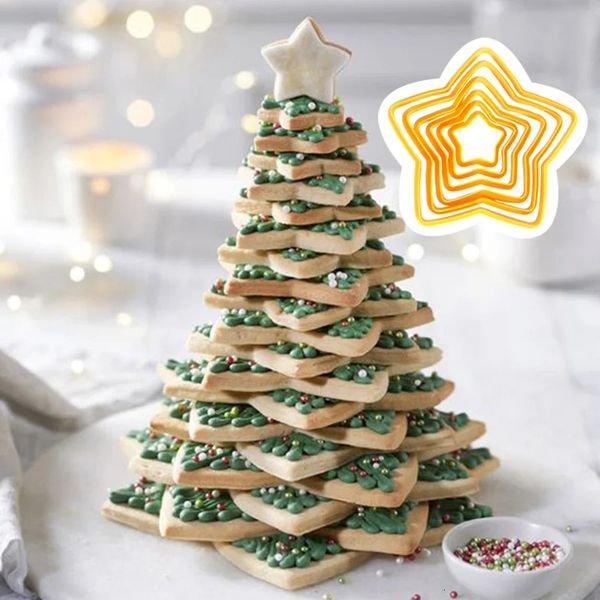 Рождественские украшения, елка, форма для резки печенья, 3D звезда, инструмент для украшения торта, шрифт 231110