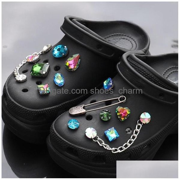 Accessori per parti di scarpe Ciondoli coccodrillo blu pavone Pin Colorf Fai da te cristallo carino decorazione scarpe consegna goccia Dhb4N