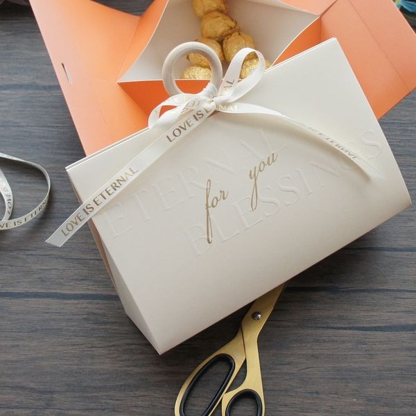 Подарочная упаковка 2275135см 10шт оранжевая бежевая бумажная коробка с ручкой конфеты.