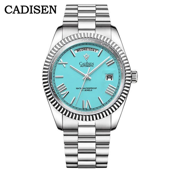 Наручные часы CADISEN C8185 ICEBLUE циферблат с сапфировым стеклом Мужские часы Япония MIYOTA8285 Movt Мужские часы Механические автоматические дайверские часы 231110