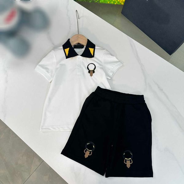 23SS Jungen Poloshirt Shorts Anzug Kinder-Sets Kinder-Designer-Kleidung Farblich passende Revers-Stickerei Kurzarm-Shorts-Anzüge Hochwertige Babykleidung