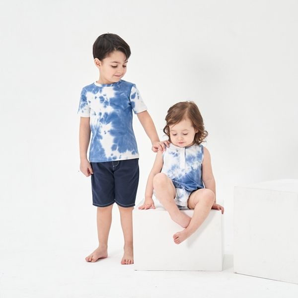 T РУБАРТЫ Детские мальчики для девочек -галстук Dye Dye Summer Cotton Casual Tee Kids детская девочка для ромпер -одежды 230411