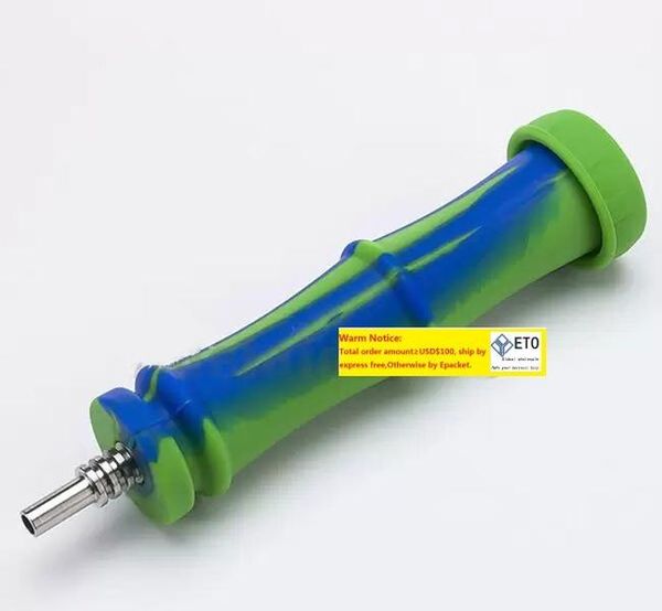Smoke 10 mm Bambus-Silikon-Nektarsammler-Kit mit Titan-Nagelspitze, unzerbrechliche Dab-Ölbohrinsel-Pfeifenpfeife 714