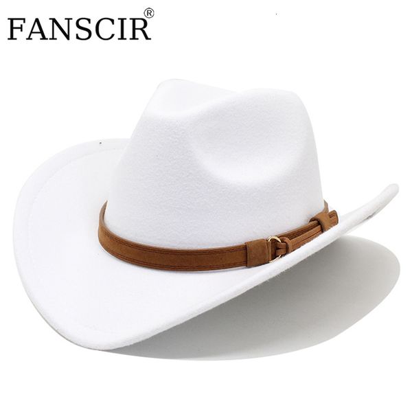 Hüte mit breiter Krempe Bucket Hats Western Cowboy Cap für Herren Vintage Fascinator Hochzeit Weiße Wolle Fedoras mit breiter Krempe Winter Luxus Elegante Damenhüte 230410