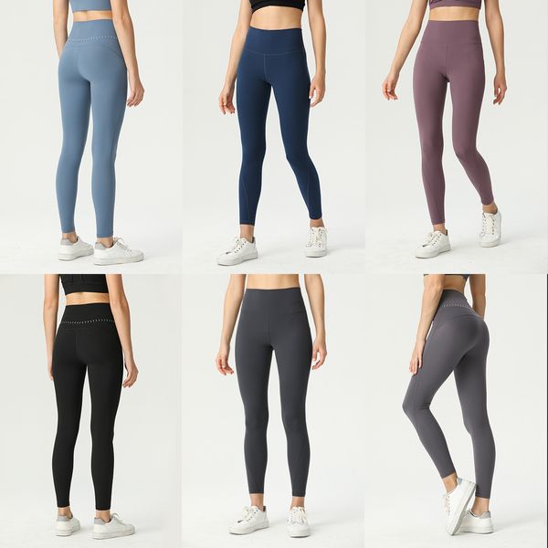 Lu Yoga Treinamento Calças Mulheres Funst Rápida de Alinhamento de Cintura Alta de Cintura Desgaste de Leggings Elastic Solid Color Black Girl confortável Roupas de ioga ll leggings