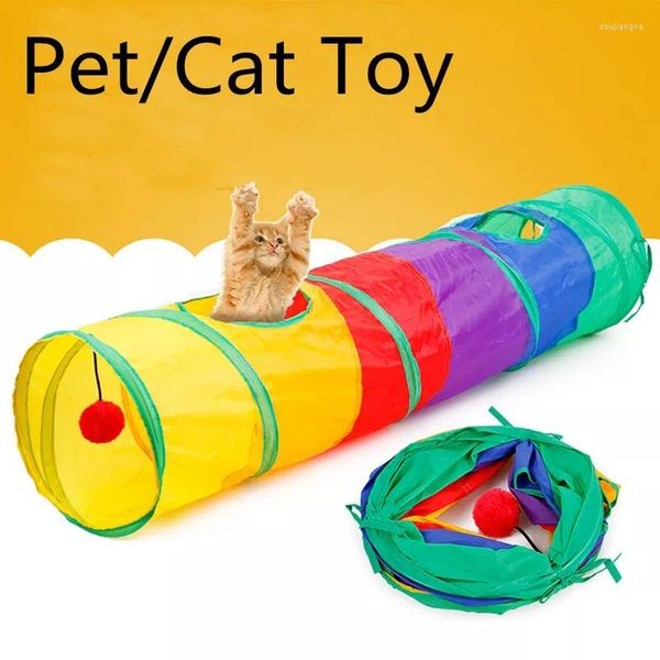 Cat Toys Pet Tüneli Baskılı Yeşil Kırışık Yavru Oyuncak Topla Oyun Eğlenceli Polyester Kumaş Sohbeti /JW