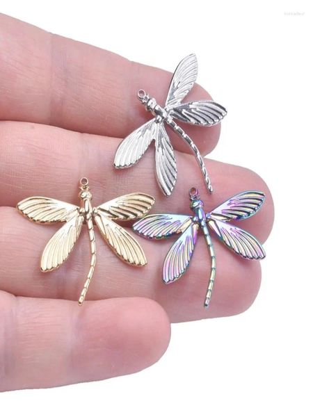 Encantos 6 pçs libélula de aço inoxidável insetos animais pingente para fazer jóias diy brincos colar acessórios artesanato artesanal