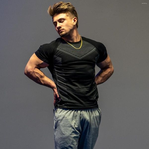 Camisetas masculinas Men camiseta muscular musculação academia de academia de fitness de ajuste seco de camisa rápida seca fit