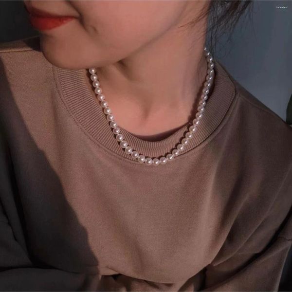 Kolye Kolyeler En kaliteli zarafet doğal tatlı su inci gerdanlık kolye kadın mücevher punk tasarımcı pist nadir elbisesi boho japonya