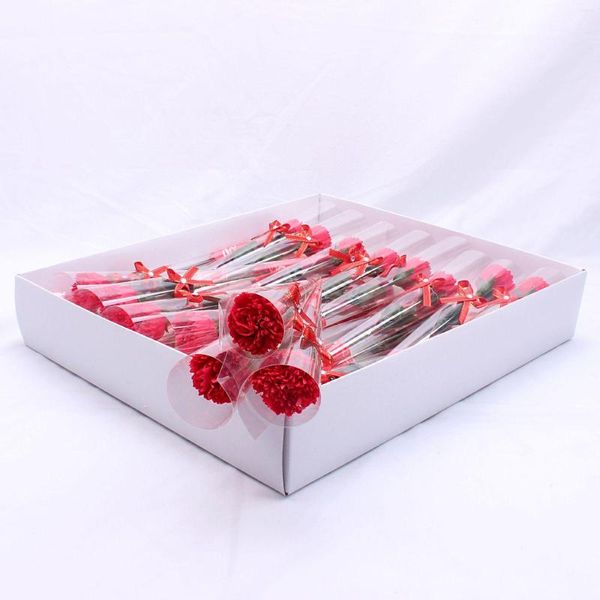 Dekorative Blumen 38pcs künstliche Nelken-Seifen-Blumen-Kopf-ewiger Blumenstrauß-Muttertag-Geschenk-Kasten-handgemachtes DIY-Material für Großhandel