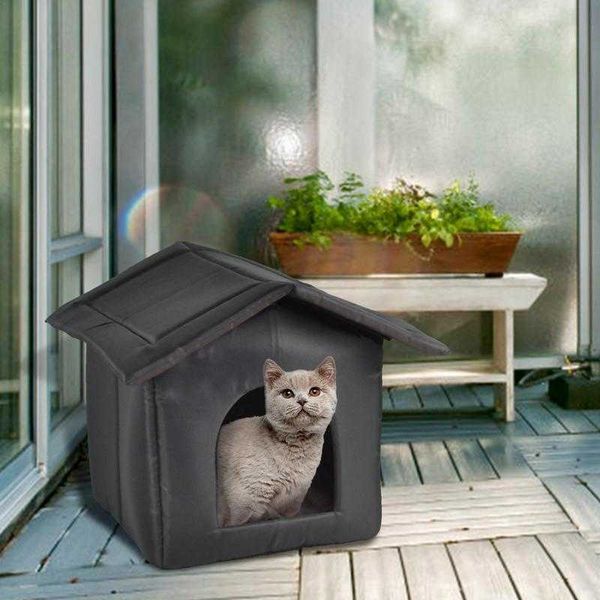 Camas de gato Móveis de gato dobrável Casa ao ar livre Casa de animais de estimação à prova d'água para cães de cães pequenos Ninho de caverna de filhote de cachorro com animais de estimação Cedro de gato de cachorro suprimentos W0411