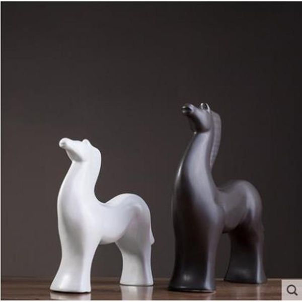Figurine decorative Oggetti Creativo in stile europeo in bianco e nero Cavallo in ceramica Decorazioni artigianali Home Office Ristorante Bar Desktop