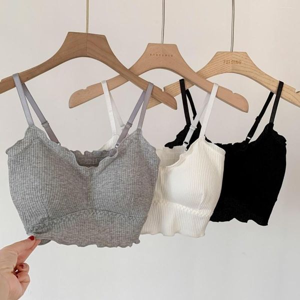 Camisoles Tanks 2023 Primavera e verão Nicho de beleza de volta roupa íntima mulher pequena peito algodão puro embrulhado tubo de tubo