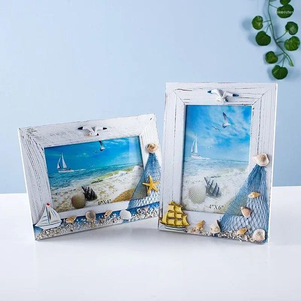 Frames 6-Zoll-Ocean-Po-Rahmen, Sommermuschel, Holzversorgung, mediterrane Persönlichkeit, Tischdekoration, Bild