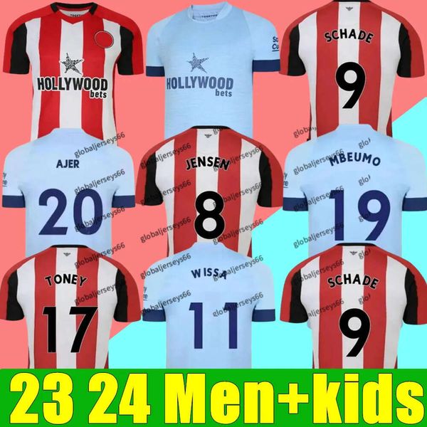 23 24 Brentfords Home Soccer Jerseys 2023 2024 Away HICKEY HENRY JENSEN SCHADE TONY DASIA NORGAARD MBEUMO JANELT Camisas de futebol Homens Crianças _Jersey