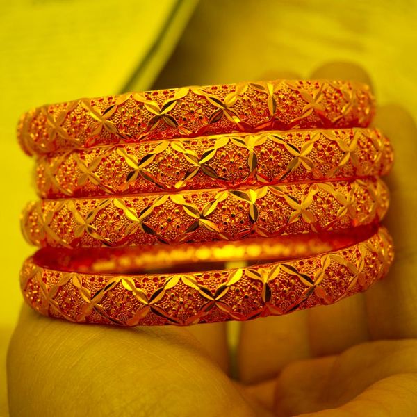 Bangle 4pcs браслеты Dubai India Bangles for Women Simplebanglove Pulseiras Arab Girls Kids Свадебная свадебная вечеринка подарок