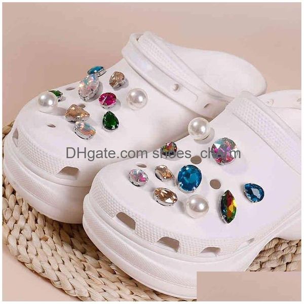 Schuhteile Accessoires Classic Colorf Croc Charms Crystal Pearl Trend Schuhe Schmuck Drop Delivery Dhbwe