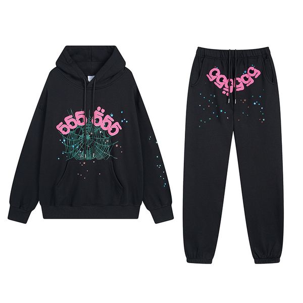 Sp5der Young spider web lettere logo 555 555 felpa con cappuccio retrò stampata pantaloni con cappuccio europeo e americano high street fashion felpe y2k pullover L-2XL