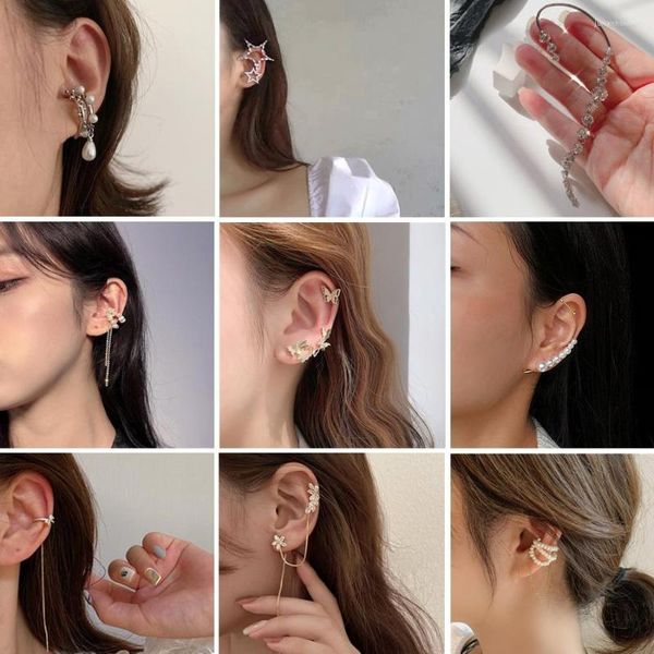 Brincos de costas 1pc conch de cartilagem falsa sem piercing manupo embrulhado de borboleta breol sem mulheres clipe de clipe ajustável