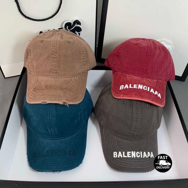 Yeni Top Caps Erkek ve Kadın Tasarımcıları Casquette Sports Denim Yırtık Düz Renk B Mektup Açık Çift Şapkalar